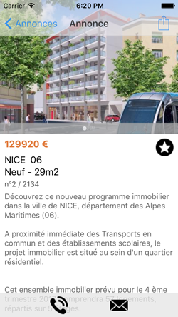 dtail d'une annonce immobilire sur iphone