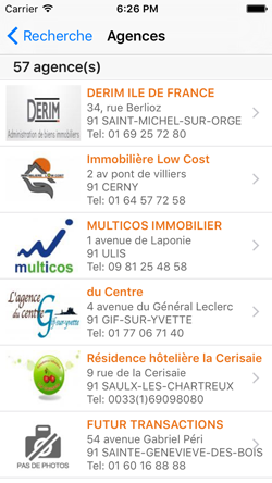 les agences immobilires de votre rgion sur iphone