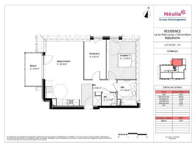 Vente Appartement 3 pièces HABSHEIM 68440
