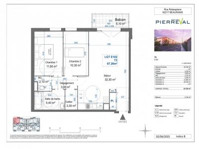Location Appartement 3 pièces BEAURAINS 62217