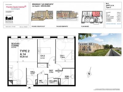 Location Appartement 3 pices GRAVELINES 59820