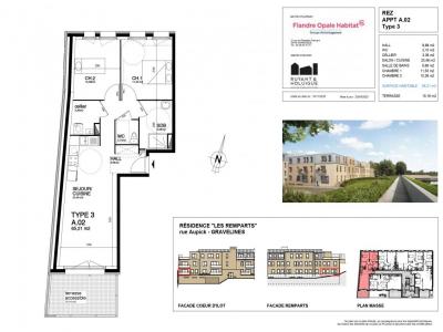 Location Appartement 3 pices GRAVELINES 59820