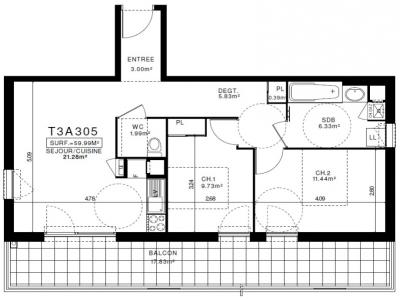 Location Appartement 3 pièces CLERMONT-FERRAND 63000