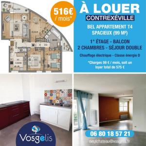 Location Appartement 4 pièces CONTREXEVILLE 88140