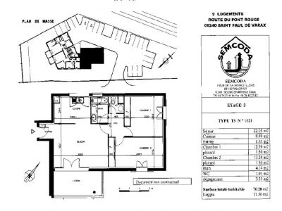 Location Appartement 3 pi�ces SAINT-PAUL-DE-VARAX 01240